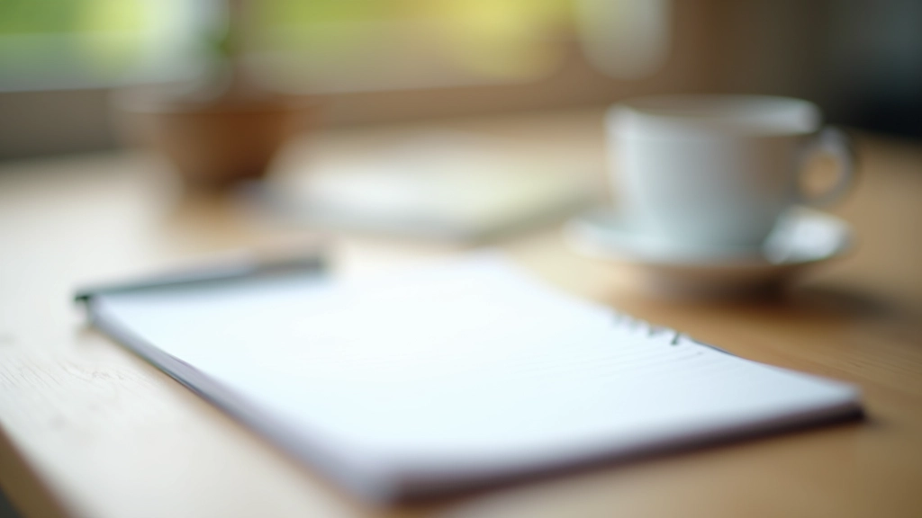 Close-up of a meeting agenda written on a notepad with pen and coffee cup on a wooden desk