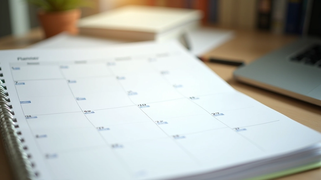 Calendar and task management notebook showing organized schedule with marked meetings